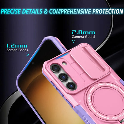 For Samsung Galaxy S23+ 5G Sliding Camshield Magsafe Holder TPU Hybrid PC Phone Case(Purple Pink) - Galaxy S23+ 5G Cases by PMC Jewellery | Online Shopping South Africa | PMC Jewellery