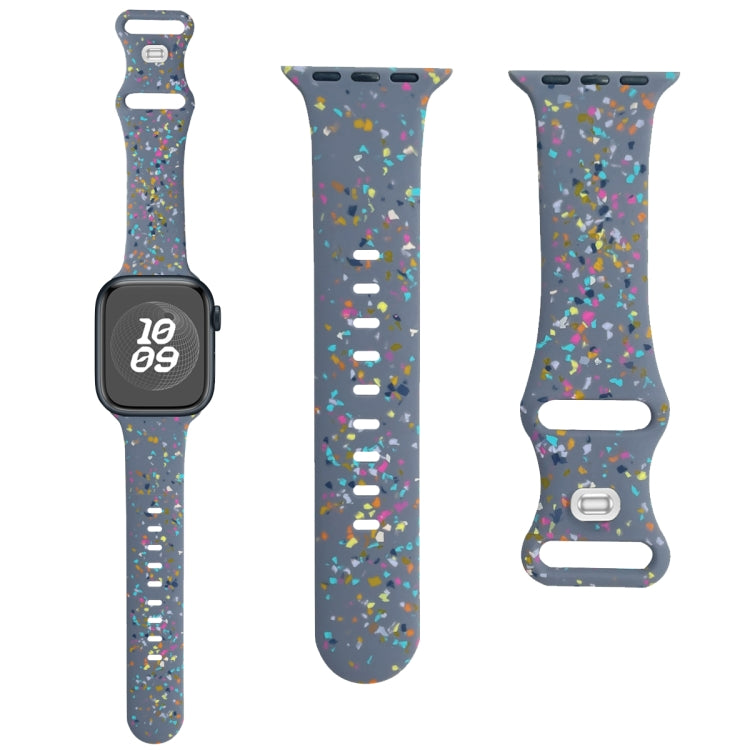 For Apple Watch Serie 7 41mm Floral Silicone Watch Band(Grey) - Watch Bands by PMC TechLife | Online Shopping South Africa | PMC TechLife