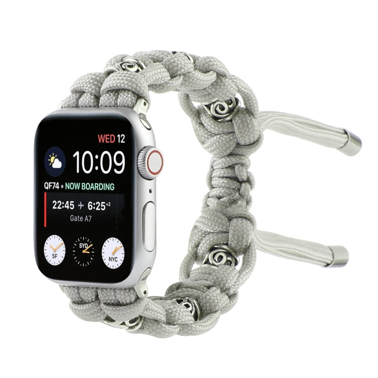 For Apple Watch Series 6 44mm Silk Silver Beads Braided Watch Band(Grey) - Watch Bands by PMC TechLife | Online Shopping South Africa | PMC TechLife