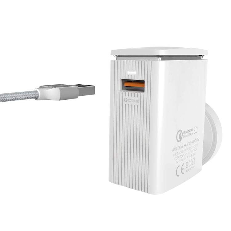 LDNIO A1301Q 2 in 1 18W QC3.0 USB Interface Travel Charger Mobile Phone Charger with Micro USB Data Cable, UK Plug - USB Charger by LDNIO | Online Shopping South Africa | PMC TechLife | Buy Now Pay Later Mobicred