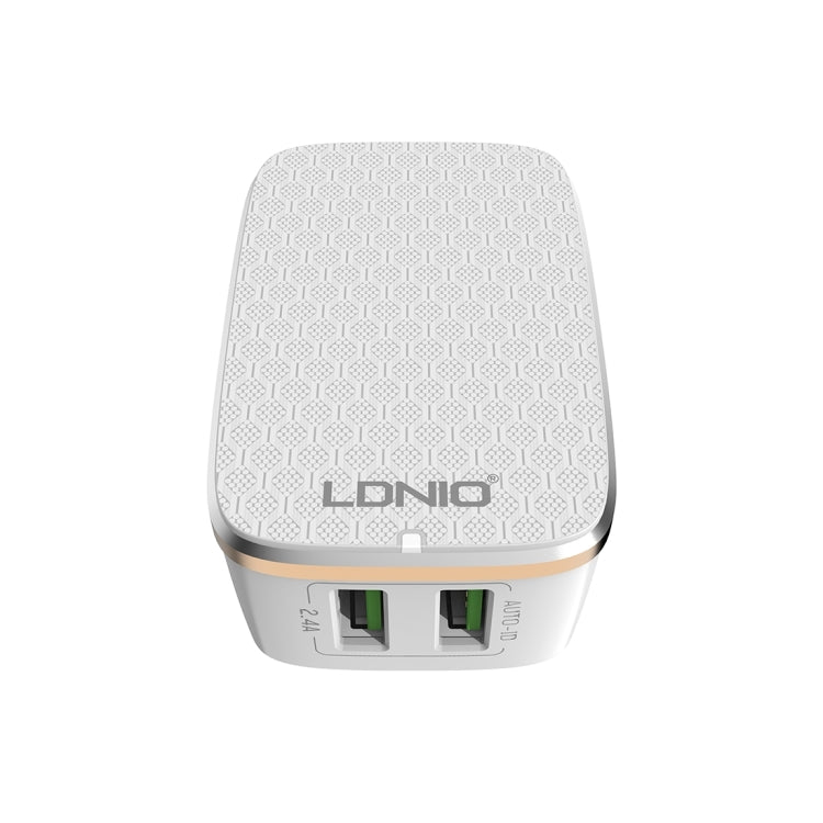 LDNIO A2204 2 in 1 12W Dual USB Interface Travel Charger Mobile Phone Charger with 8 Pin Data Cable, UK Plug - free shipping - PMC TechLife - Order now!