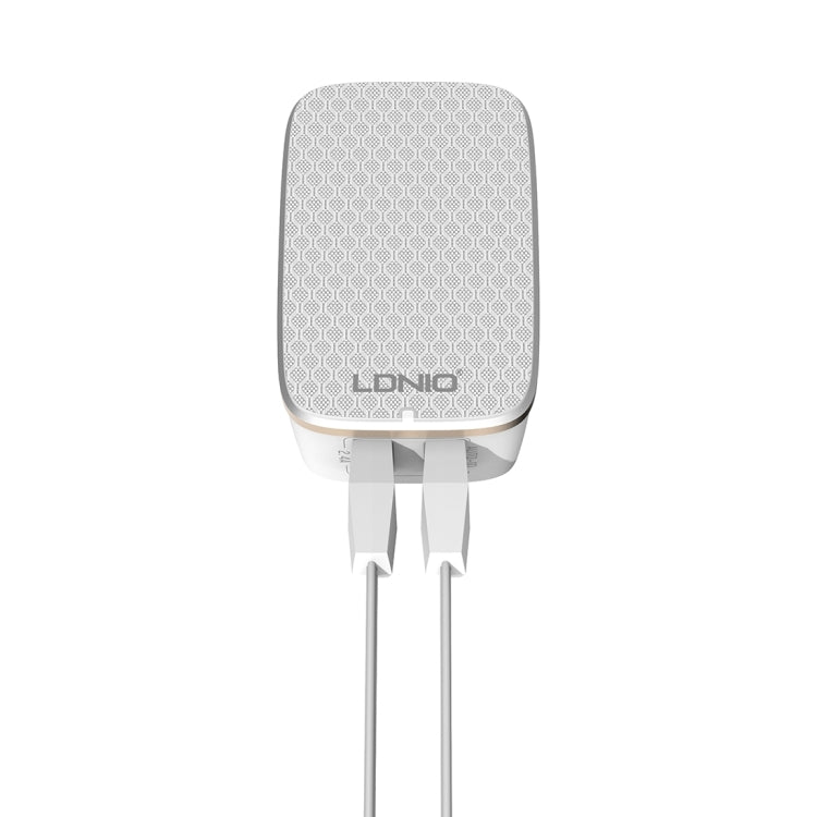 LDNIO A2204 2 in 1 12W Dual USB Interface Travel Charger Mobile Phone Charger with 8 Pin Data Cable, UK Plug - free shipping - PMC TechLife - Order now!