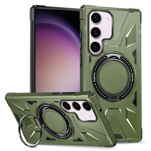 For Samsung Galaxy S23 5G MagSafe Magnetic Shockproof Phone Case with Ring Holder(Dark Green) - Galaxy S23 5G Cases by PMC Jewellery | Online Shopping South Africa | PMC Jewellery