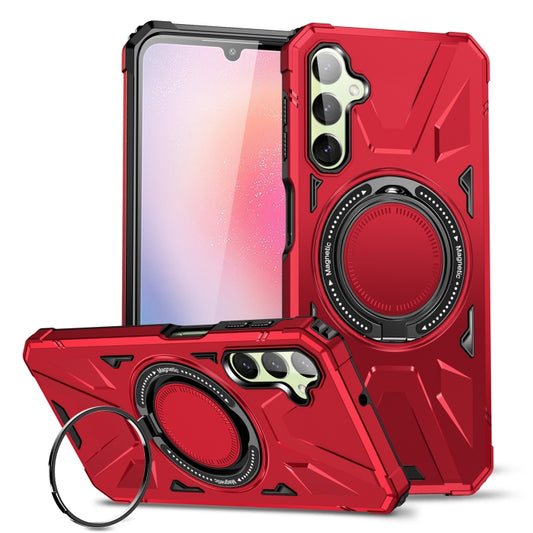 For Samsung Galaxy A14 4G/5G MagSafe Magnetic Shockproof Phone Case with Ring Holder(Red) - Galaxy Phone Cases by PMC Jewellery | Online Shopping South Africa | PMC Jewellery