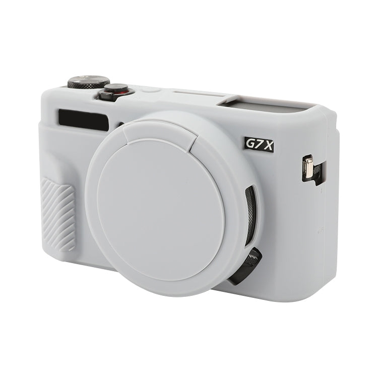 For Canon PowerShot G7 X Mark II / G7X2 Soft Silicone Protective Case with Lens Cover(Grey) - Protective Case by PMC TechLife | Online Shopping South Africa | PMC TechLife | Buy Now Pay Later Mobicred