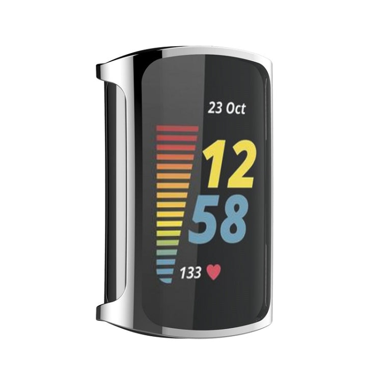 For Fitbit Charge 6 / 5 Full Coverage TPU Electroplated Watch Protective Case(Silver) - Watch Cases by PMC TechLife | Online Shopping South Africa | PMC TechLife