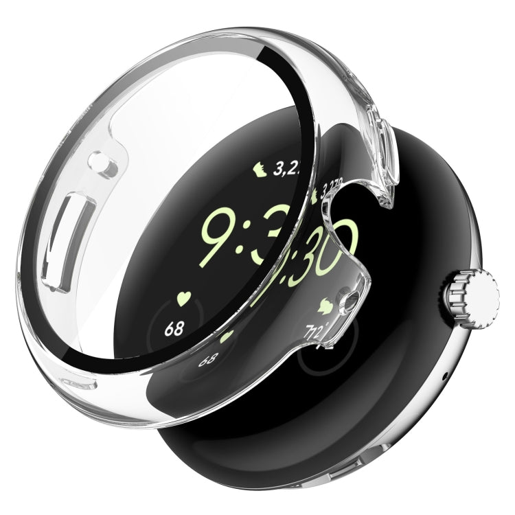 For Google Pixel Watch 2 PC + Tempered Film Integrated Watch Protective Case(Transparent White) - Watch Cases by PMC TechLife | Online Shopping South Africa | PMC TechLife