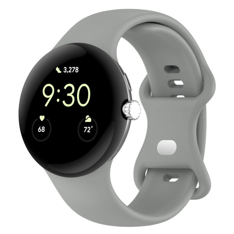 For Google Pixel Watch 2 Solid Color Silicone Watch Band, Size:S Size(Grey) - Watch Bands by PMC Jewellery | Online Shopping South Africa | PMC Jewellery