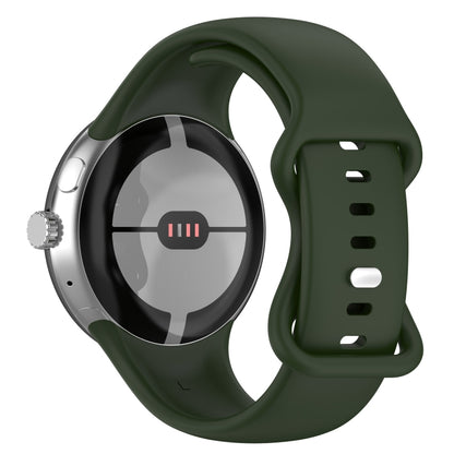 For Google Pixel Watch 2 Solid Color Silicone Watch Band, Size:S Size(Green) - Watch Bands by PMC Jewellery | Online Shopping South Africa | PMC Jewellery