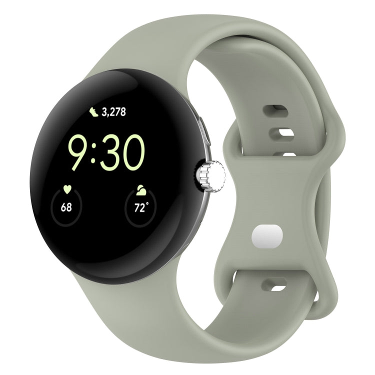 For Google Pixel Watch 2 Solid Color Silicone Watch Band, Size:L Size(Grey Green) - Watch Bands by PMC TechLife | Online Shopping South Africa | PMC TechLife
