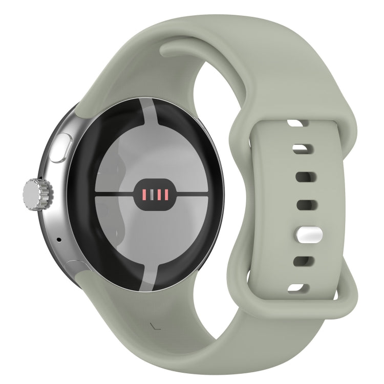 For Google Pixel Watch 2 Solid Color Silicone Watch Band, Size:L Size(Grey Green) - Watch Bands by PMC TechLife | Online Shopping South Africa | PMC TechLife