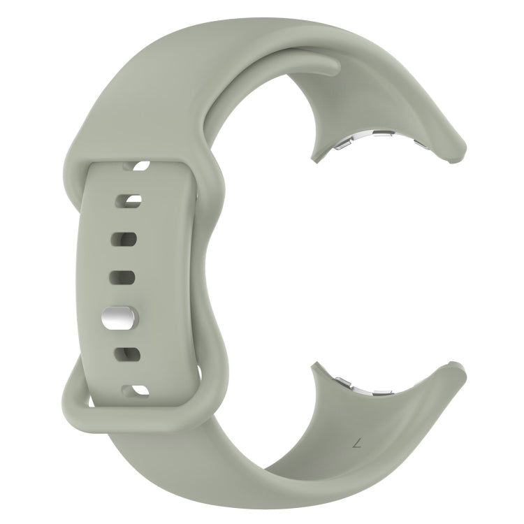 For Google Pixel Watch 2 Solid Color Silicone Watch Band, Size:L Size(Grey Green) - Watch Bands by PMC TechLife | Online Shopping South Africa | PMC TechLife