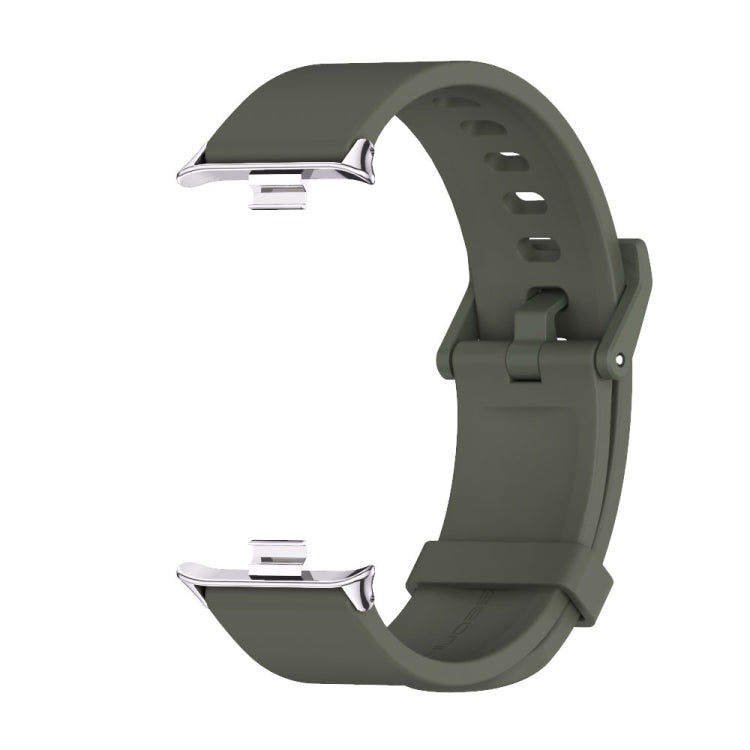 For Xiaomi Mi Band 8 Pro Mijobs Silicone Breathable Watch Band(Khaki Green+Silver) - Watch Bands by MIJOBS | Online Shopping South Africa | PMC Jewellery