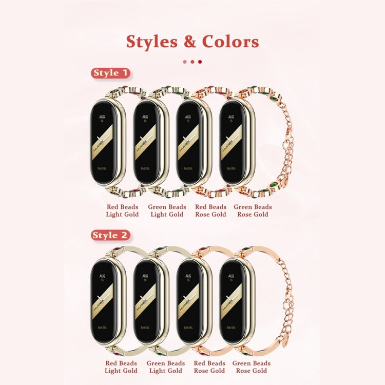 For Xiaomi Mi Band 8 Mijobs Mermaid Beauty Bracelet Watch Band(Light Gold Green) - Watch Bands by MIJOBS | Online Shopping South Africa | PMC Jewellery