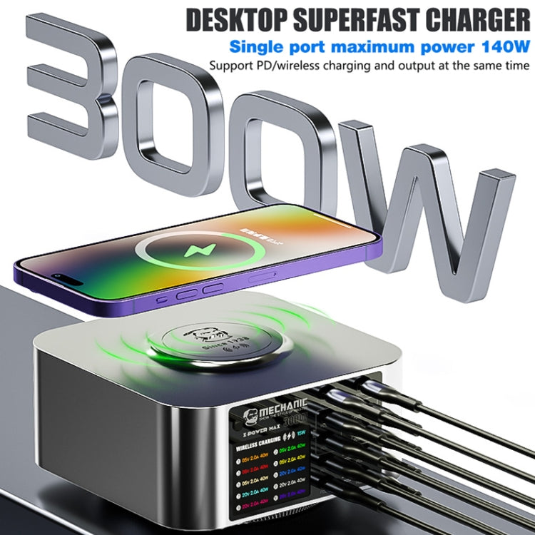 Mechanic X-Power Series Multiport Digital Display USB Charger Station with Wireless Charging, Total Power:150W(US Plug) - Dock Charger by MECHANIC | Online Shopping South Africa | PMC Jewellery | Buy Now Pay Later Mobicred