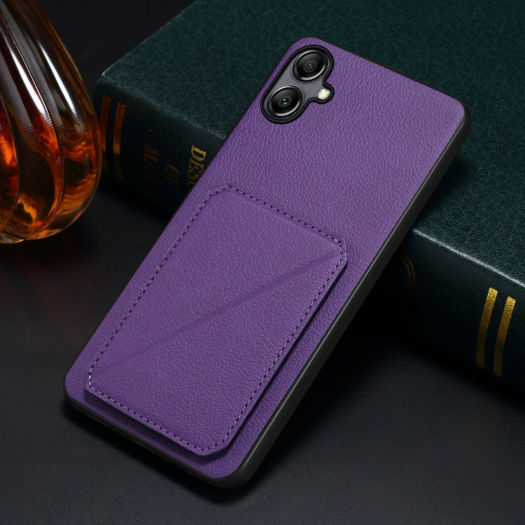 For Samsung Galaxy S23 Ultra 5G Denior Imitation Calf Leather Back Phone Case with Holder(Purple) - Galaxy S23 Ultra 5G Cases by Denior | Online Shopping South Africa | PMC Jewellery