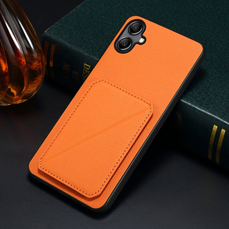 For Samsung Galaxy S24 5G Denior Imitation Calf Leather Back Phone Case with Holder(Orange) - Galaxy S24 5G Cases by Denior | Online Shopping South Africa | PMC Jewellery