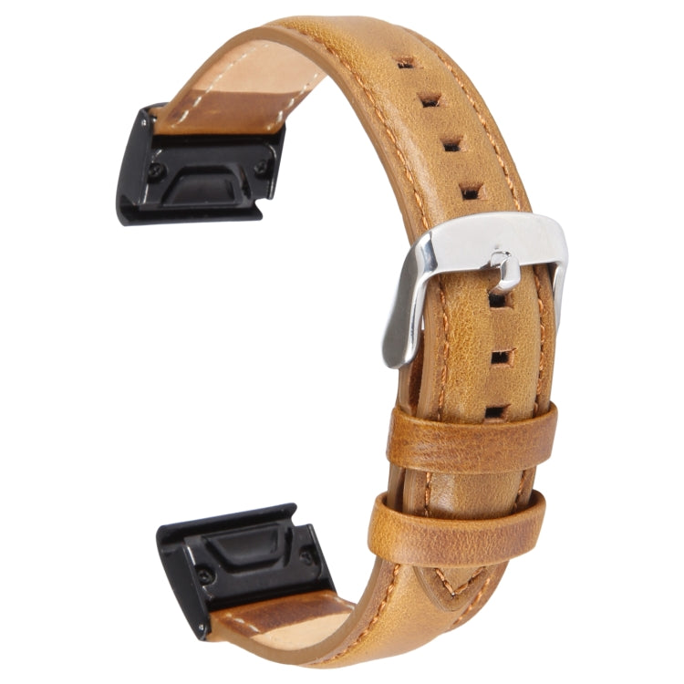Compatible with Garmin Fenix 7 22mm Plain Weave Genuine Leather Watch Band(Brown) - free shipping - PMC TechLife - Order now!