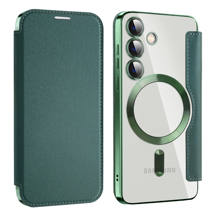 For Samsung Galaxy S24 5G MagSafe Magnetic RFID Anti-theft Leather Phone Case(Dark Green) - Galaxy S24 5G Cases by PMC Jewellery | Online Shopping South Africa | PMC Jewellery