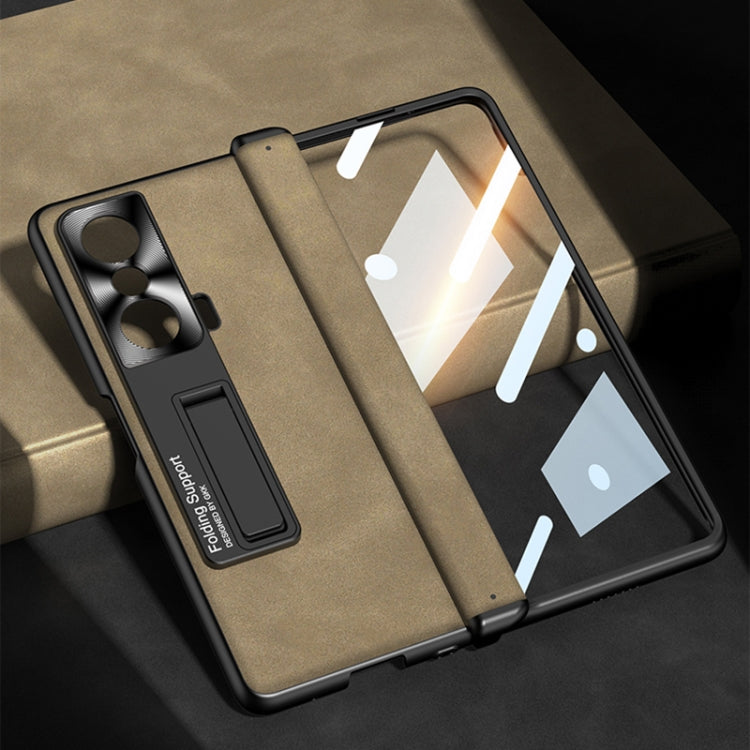 For Honor Magic VS GKK Integrated Frosted Fold Hinge Leather Phone Case with Holder(Brown) - Honor Cases by GKK | Online Shopping South Africa | PMC TechLife | Buy Now Pay Later Mobicred