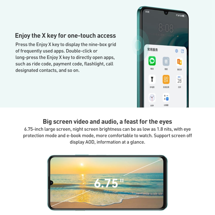 HUAWEI Enjoy 70, 8GB+256GB, Side Fingerprint Identification, 6.75 inch HarmonyOS 4.0 Kirin 710A Octa Core 2.0GHz, Network: 4G, OTG, Not Support Google Play(White) - Huawei Mate & P by Huawei | Online Shopping South Africa | PMC Jewellery | Buy Now Pay Later Mobicred