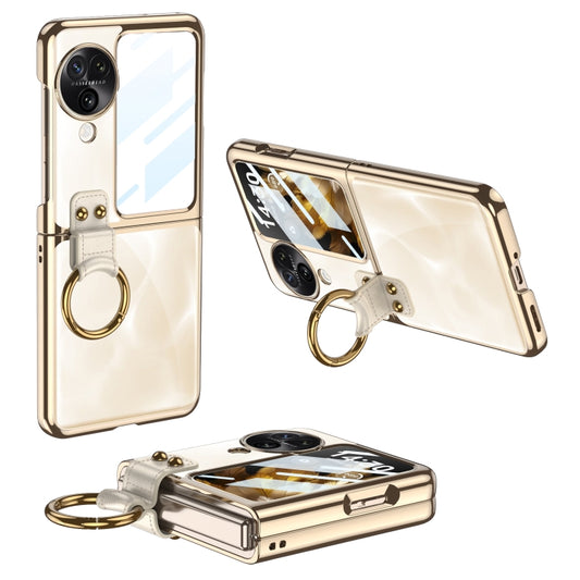 For OPPO Find N3 Flip GKK Electroplating Phone Case with Ring(Gold) - Find N3 Flip Cases by GKK | Online Shopping South Africa | PMC Jewellery | Buy Now Pay Later Mobicred