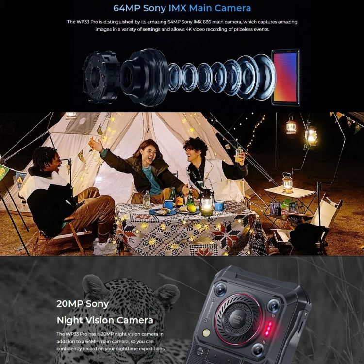 Oukitel WP33 Pro, 8GB+256GB, IP68/IP69K, Fingerprint Identification, 22000mAh, 6.6 inch MediaTek Dimensity 6100+ Octa-core, NFC, OTG, Network: 5G(Black) - free shipping - PMC TechLife - Order now!