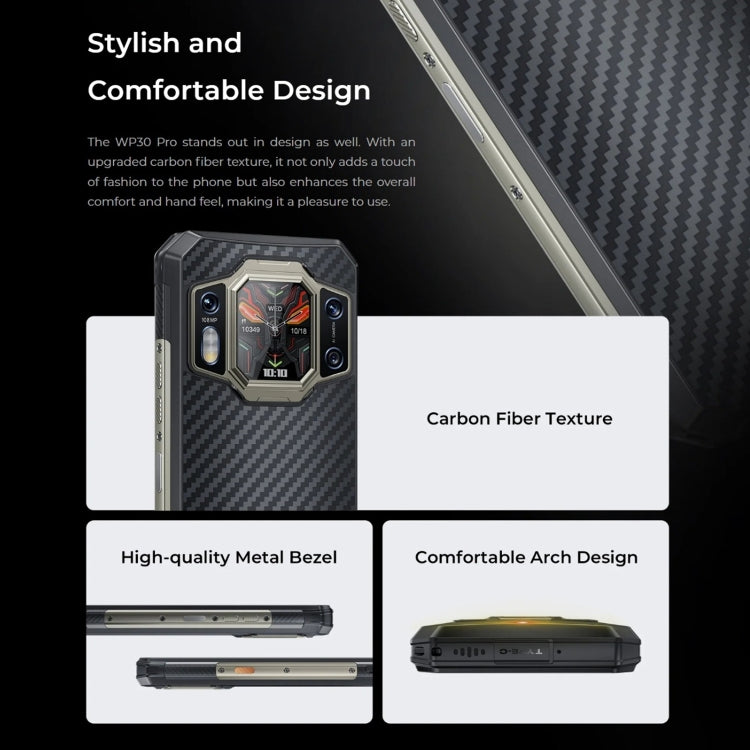 Oukitel WP30 Pro 5G, 12GB+512GB, IP68/IP69K, 108MP Camera, 11000mAh, 6.78 inch + 1.8 inch MediaTek Dimensity 8050 Octa-core 3.0GHz, NFC, OTG, Network: 5G(Black) - free shipping - PMC TechLife - Order now!