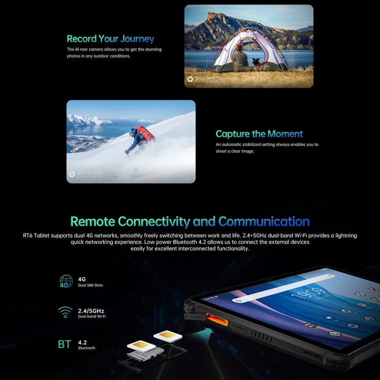 OUKITEL RT6 4G Network IP68/IP69K Rugged Tablet, 8GB+256GB, 10.1 inch Android 13 MediaTek MT8788 Octa Core Support Dual SIM, EU Plug(Black) - free shipping - PMC TechLife - Order now!
