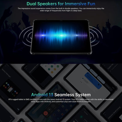 OUKITEL RT6 4G Network IP68/IP69K Rugged Tablet, 8GB+256GB, 10.1 inch Android 13 MediaTek MT8788 Octa Core Support Dual SIM, EU Plug(Black) - Other by OUKITEL | Online Shopping South Africa | PMC Jewellery | Buy Now Pay Later Mobicred