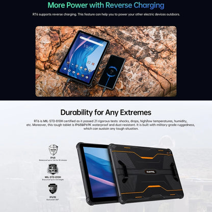 OUKITEL RT6 4G Network IP68/IP69K Rugged Tablet, 8GB+256GB, 10.1 inch Android 13 MediaTek MT8788 Octa Core Support Dual SIM, EU Plug(Black) - Other by OUKITEL | Online Shopping South Africa | PMC Jewellery | Buy Now Pay Later Mobicred