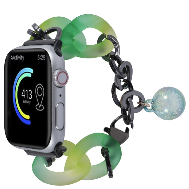 For Apple Watch Series 9 45mm Gradient Resin Chain Watch Band(Green) - Watch Bands by PMC TechLife | Online Shopping South Africa | PMC TechLife | Buy Now Pay Later Mobicred