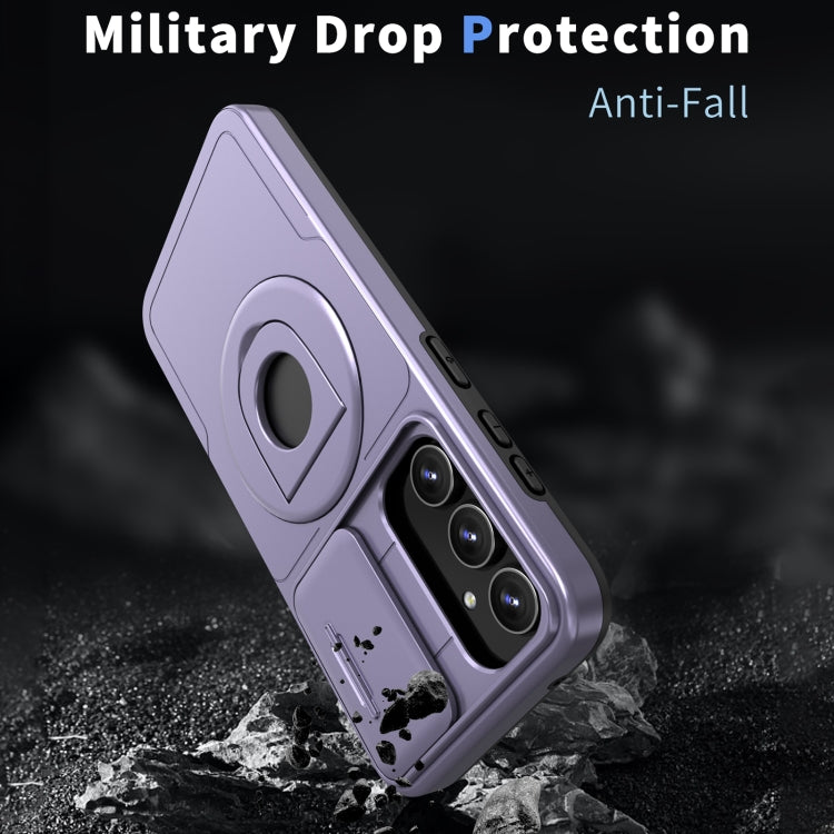 For Samsung Galaxy S23+ 5G Camshield MagSafe Ring Holder Armor Phone Case(Puple) - Galaxy S23+ 5G Cases by PMC TechLife | Online Shopping South Africa | PMC TechLife