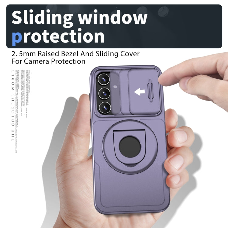 For Samsung Galaxy S22 5G Camshield MagSafe Ring Holder Armor Phone Case(Puple) - Galaxy S22 5G Cases by PMC TechLife | Online Shopping South Africa | PMC TechLife