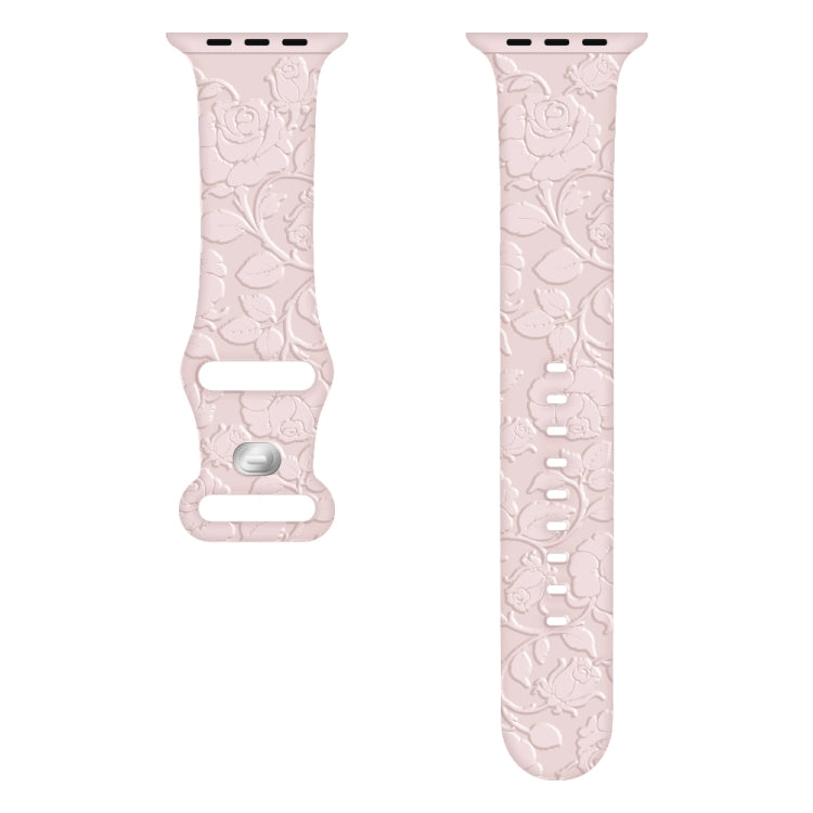 For Apple Watch Series 9 45mm Rose Embossed Silicone Watch Band(Pink) - Watch Bands by PMC TechLife | Online Shopping South Africa | PMC TechLife