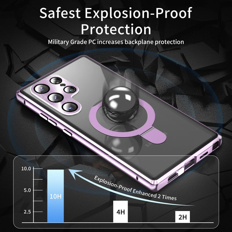 For Samsung Galaxy S23 Ultra 5G MagSafe Magnetic HD Frosted Tempered Glass Holder Phone Case(Purple) - Galaxy S23 Ultra 5G Cases by PMC Jewellery | Online Shopping South Africa | PMC Jewellery