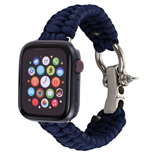 For Apple Watch Ultra 49mm / Series 8&7 45mm / SE 2&6&SE&5&4 44mm / 3&2&1 42mm Umbrella Cord Nylon Braided Watch Band(Blue) - Smart Wear by PMC Jewellery | Online Shopping South Africa | PMC Jewellery