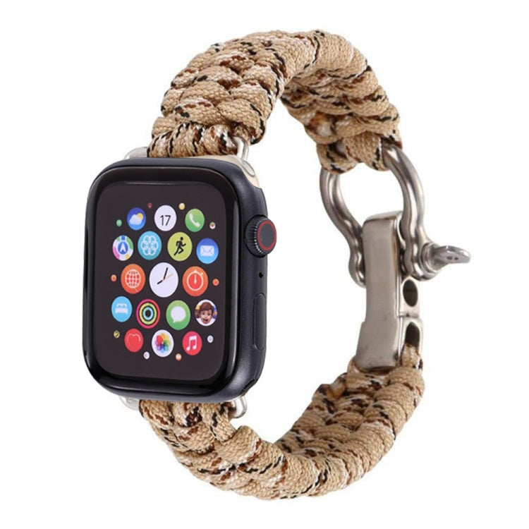 For Apple Watch Ultra 49mm / Series 8&7 45mm / SE 2&6&SE&5&4 44mm / 3&2&1 42mm Umbrella Cord Nylon Braided Watch Band(Khaki) - Smart Wear by PMC Jewellery | Online Shopping South Africa | PMC Jewellery