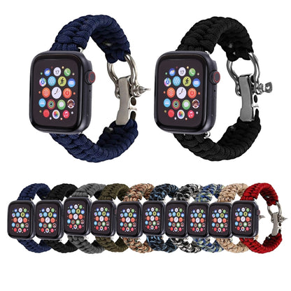 For Apple Watch Ultra 49mm / Series 8&7 45mm / SE 2&6&SE&5&4 44mm / 3&2&1 42mm Umbrella Cord Nylon Braided Watch Band(Khaki) - Smart Wear by PMC Jewellery | Online Shopping South Africa | PMC Jewellery