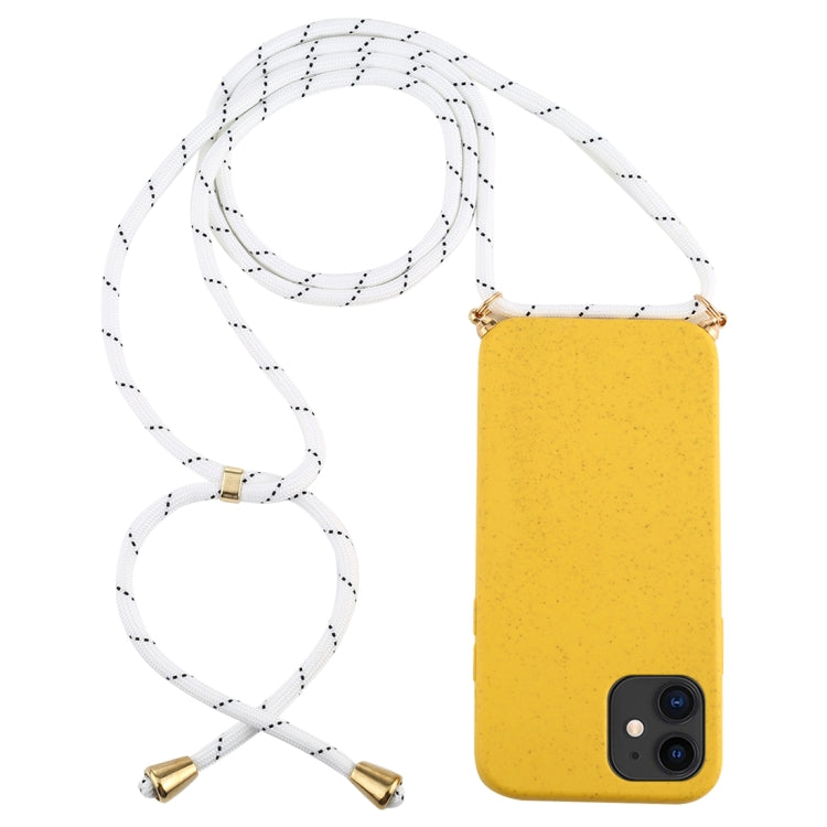 For iPhone 12 mini Wheat TPU Protective Case with Lanyard(Yellow) - free shipping - PMC TechLife - Order now!