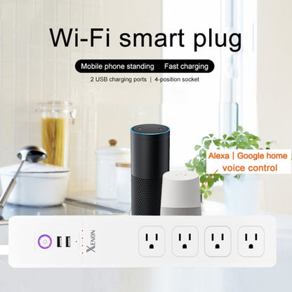 2 x USB Ports + 4 x US Plug Jack WiFi Remote Control Smart Power Socket Works with Alexa & Google Home, Cable Length: 1.5m, AC 110-240V, US Plug - Smart Socket by PMC Jewellery | Online Shopping South Africa | PMC Jewellery