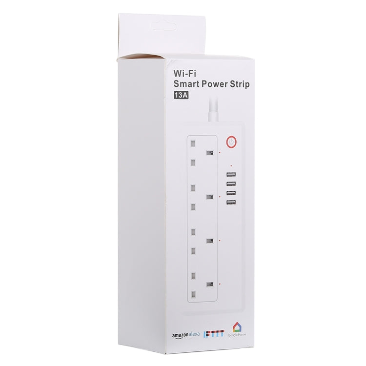 4 x USB Ports + 4 x UK Plug Jack 13A Max Output WiFi Remote Control Smart Power Socket Works with Alexa & Google Home, AC 100-240V, UK Plug - Smart Socket by PMC Jewellery | Online Shopping South Africa | PMC Jewellery