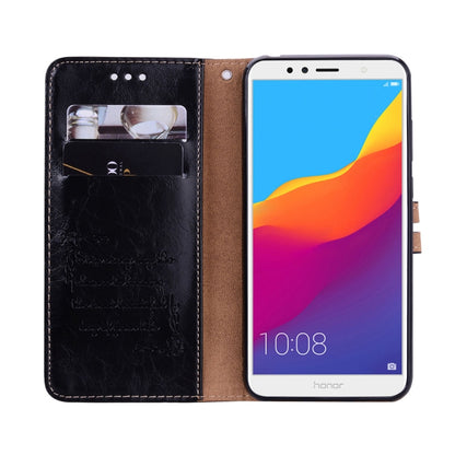 Business Style Oil Wax Texture Horizontal Flip Leather Case for Huawei Honor 7A (with fingerprint hole), with Holder & Card Slots & Wallet(Black) - Honor Cases by PMC Jewellery | Online Shopping South Africa | PMC Jewellery