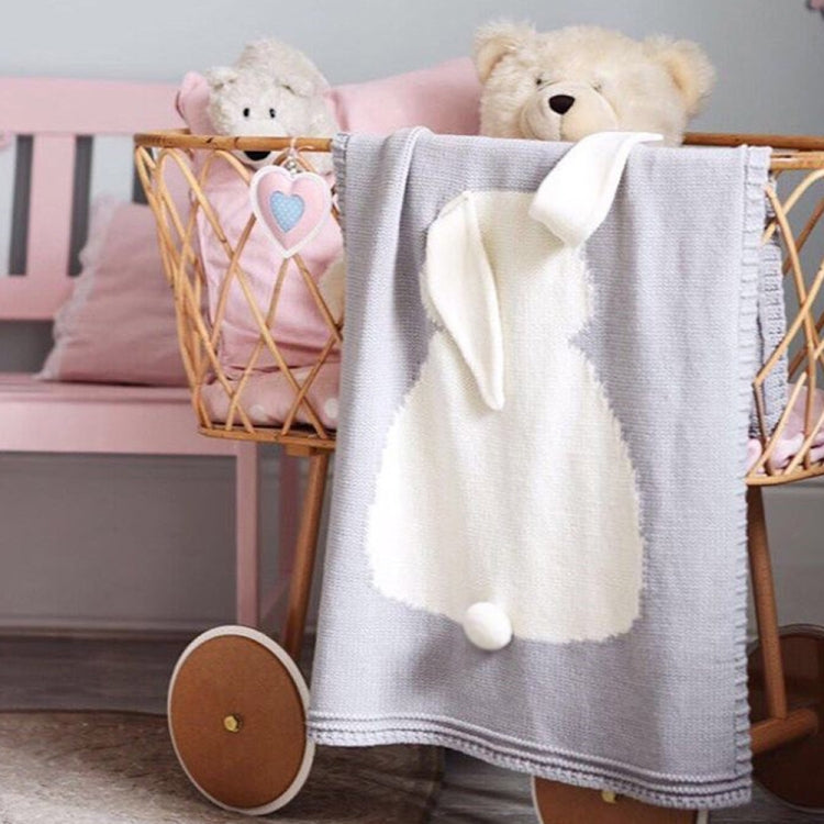 Rabbit Pattern Stereoscopic Ears Baby Knitted Blanket(Grey) - Towels & Burp Cloths by PMC TechLife | Online Shopping South Africa | PMC TechLife | Buy Now Pay Later Mobicred