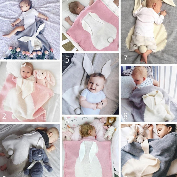 Rabbit Pattern Stereoscopic Ears Baby Knitted Blanket(Grey) - Towels & Burp Cloths by PMC TechLife | Online Shopping South Africa | PMC TechLife | Buy Now Pay Later Mobicred
