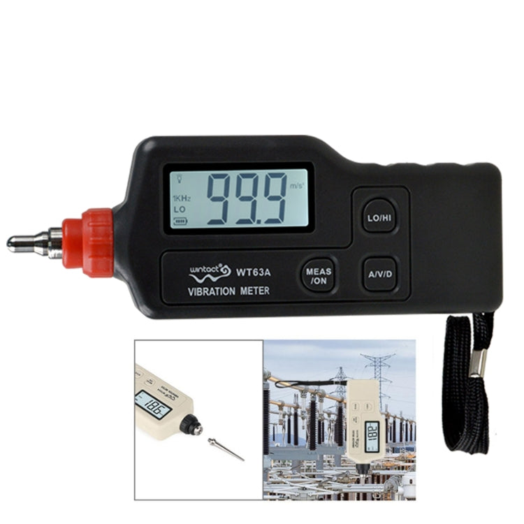 Wintact WT63A Vibration Meter Digital Tester Vibrometer Analyzer Acceleration Velocity(Black Red) - Other Tester Tool by Wintact | Online Shopping South Africa | PMC Jewellery | Buy Now Pay Later Mobicred