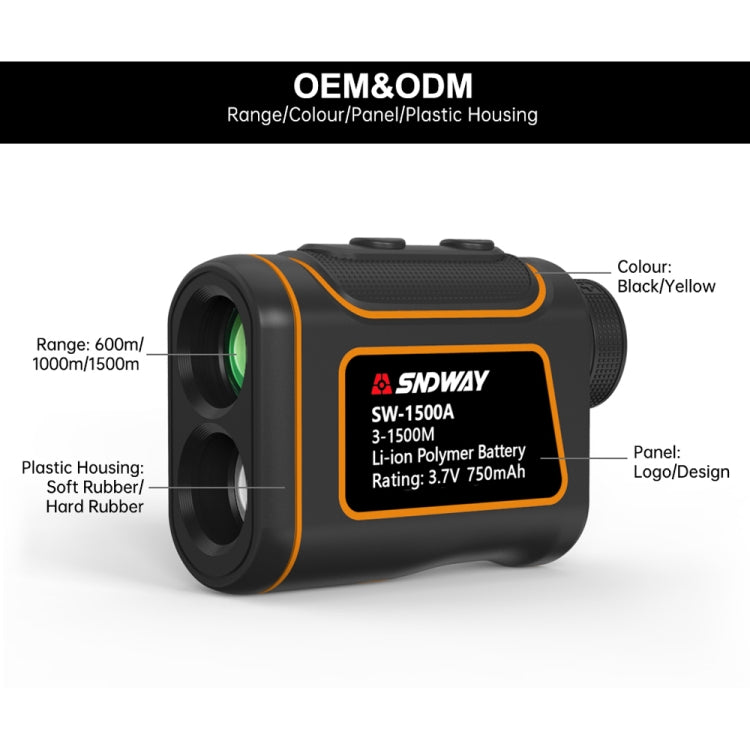 SNDWAY SW1500A Handheld Outdoor Waterproof Telescope Range Finder Distance Measurer, 1500m - Laser Rangefinder by SNDWAY | Online Shopping South Africa | PMC Jewellery | Buy Now Pay Later Mobicred