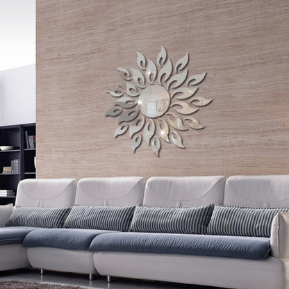 Sunflower Mirror Wall Sticker Bedroom Living Room Decoration Wall Stickers(Silver) - Decorative Mirrors by PMC Jewellery | Online Shopping South Africa | PMC Jewellery