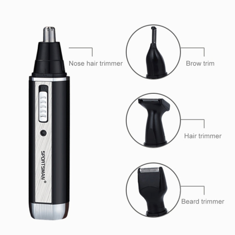 SPORTSMAN Four-in-one Rechargeable Ear Nose Trimmer Electric Shaver Beard Face Eyebrows Hair Trimmer For Men, EU Plug(Black, 220V) - free shipping - PMC TechLife - Order now!