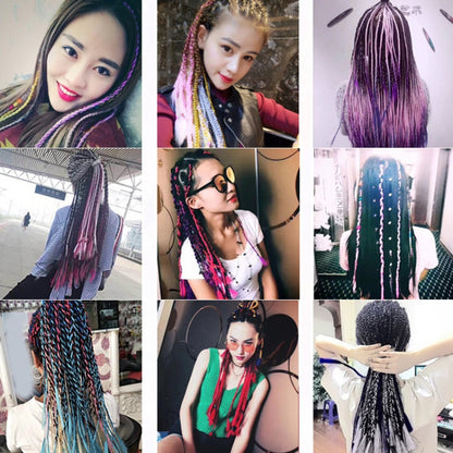 Fashion Color Gradient Individual Braid Wigs Chemical Fiber Big Braids, Length: 60cm(07 Black+Sapphire) - Wigs by PMC Jewellery | Online Shopping South Africa | PMC Jewellery